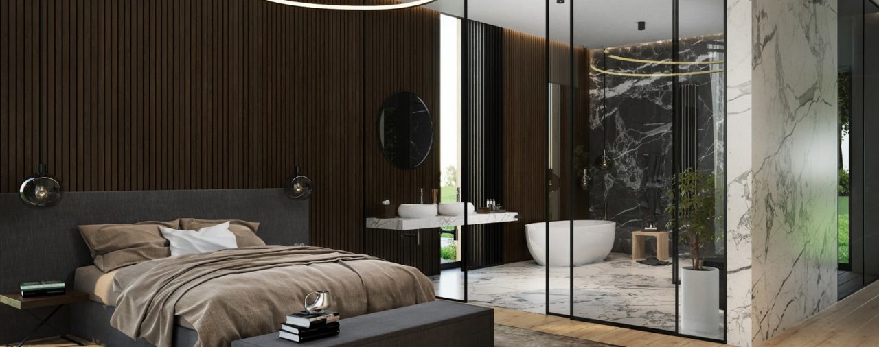 Aranżacja sypialni z wanną