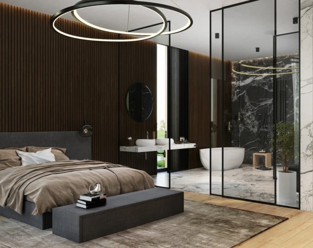 Aranżacja sypialni z wanną